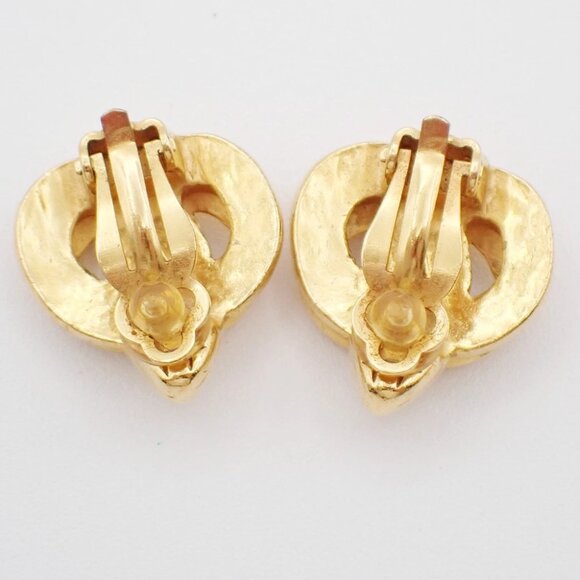 CHANEL CC Logo Heart Button Earrings 97 P Clip-On Gold-Plated Vintage 81RF573 - Picture 4 of 9